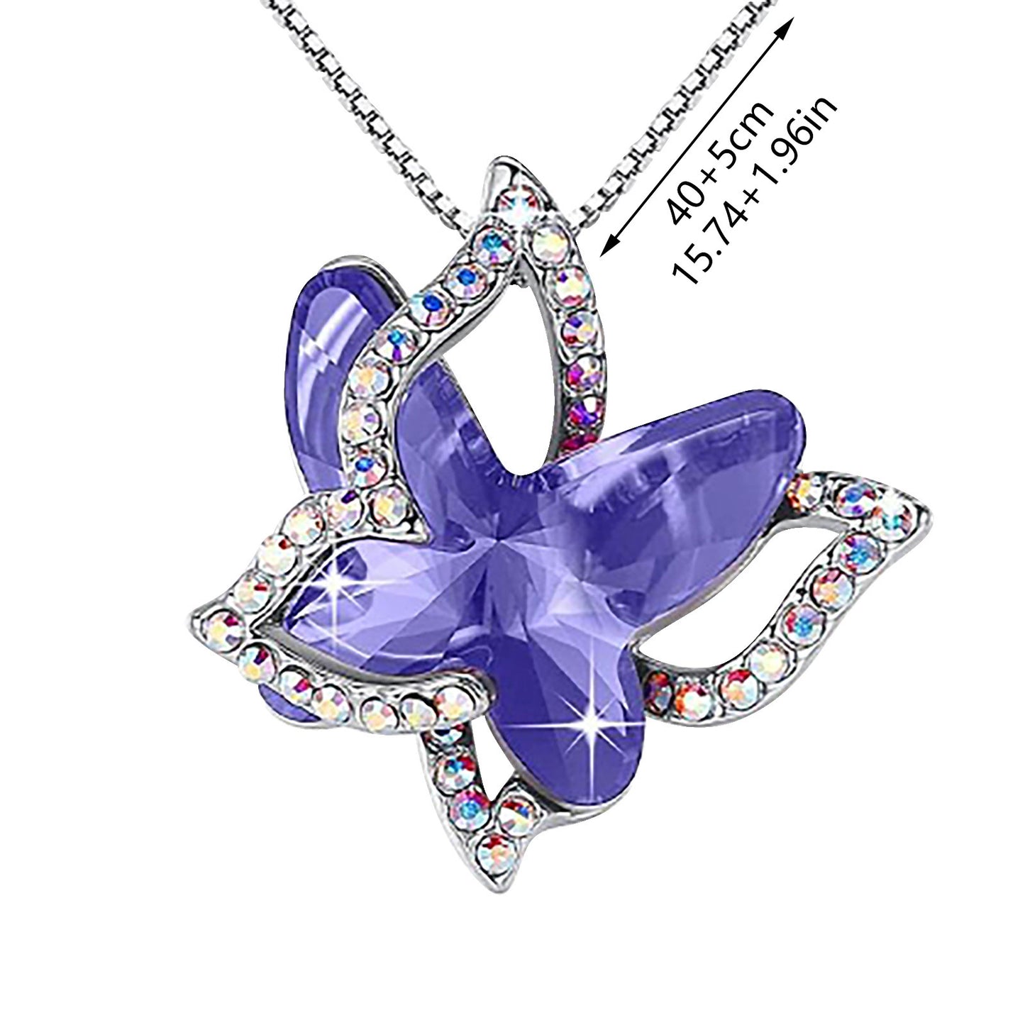 Mothers Day Gifts Butterfly Crystal Necklace, Butterfly Choker Necklace Charm Birthstone Pendant Necklace, Christmas Gift for Mom Girlfriend Wife Daughter, Purple
