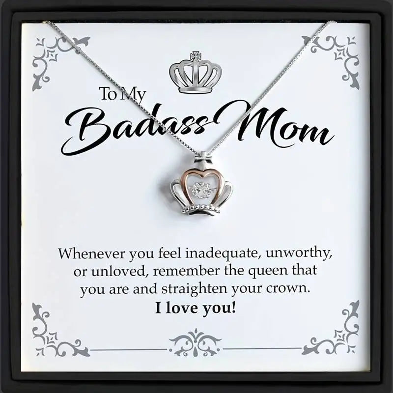 Trendy Creative Elegant Crown Pendant Necklace Decorative Accessories Holiday Gift for Mom with Gift Box Card