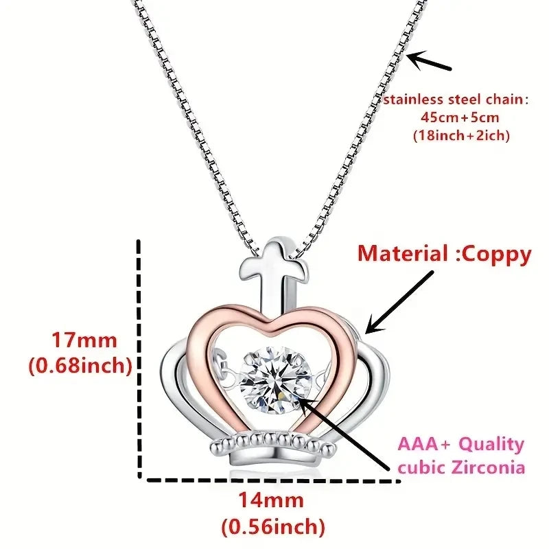 Trendy Creative Elegant Crown Pendant Necklace Decorative Accessories Holiday Gift for Mom with Gift Box Card